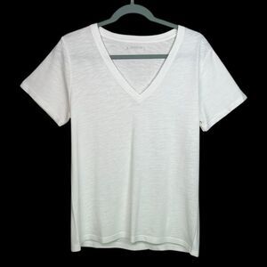 American Giant T-Shirt Womens Large Bone White Slub Short Sleeve V-Neck Tee NEW